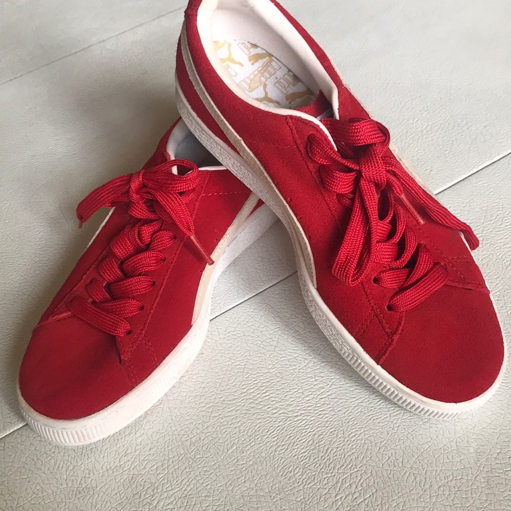 Puma Classic red suede sneakers shoes women 6.5